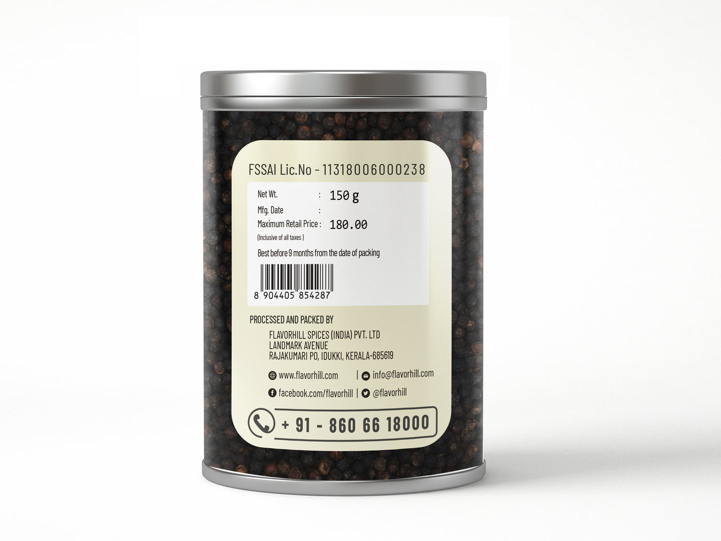 Pepper-9 Whole Black  Peppercorn - 100g